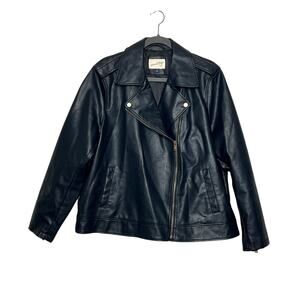 Universal Thread XXL Black Faux Leather Moto Jacket Quilted Biker Zip Coat